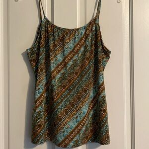 Summer tank- turquoise and brown